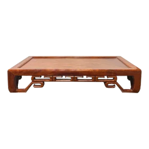 Natural Brown Wood Ru Yi Pattern Rectangular Table Top Stand Riser Easel