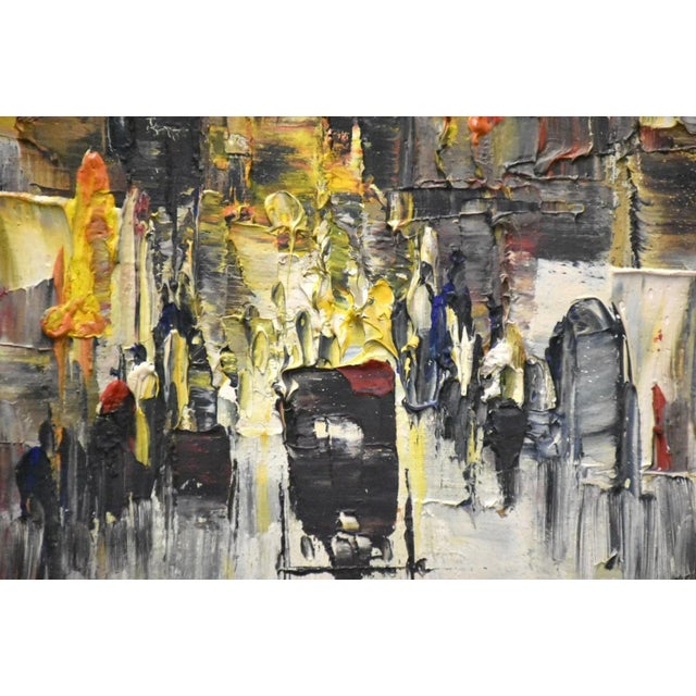 Abstract Abstract City Painting on Canvas For Sale - Image 3 of 4