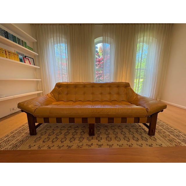 Mid-Century Modern Lawson-Fenning Ojai Sofa, Solid Walnut & Tan Leather Cushion For Sale - Image 3 of 7