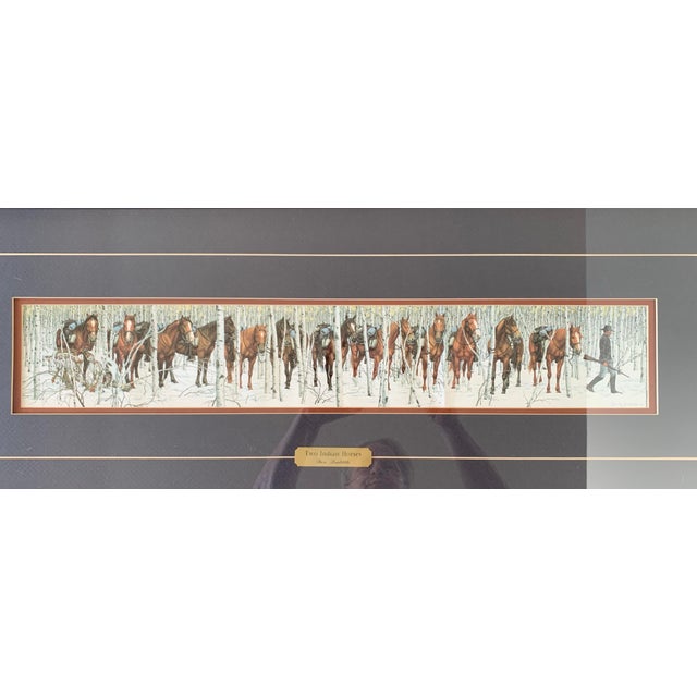 Wood 1985 Bev Doolittle "Two Indian Horses" Matted Framed Print For Sale - Image 7 of 10