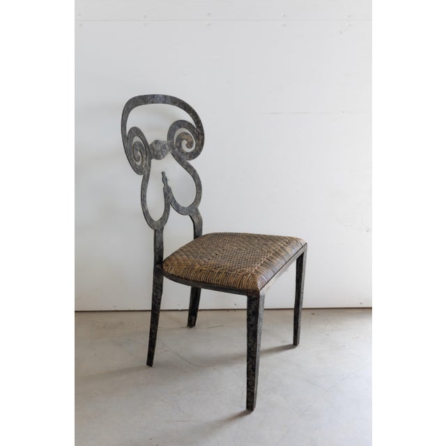 Vintage Biedermeier Style Forged Iron Dining Chairs For Sale - Image 4 of 9