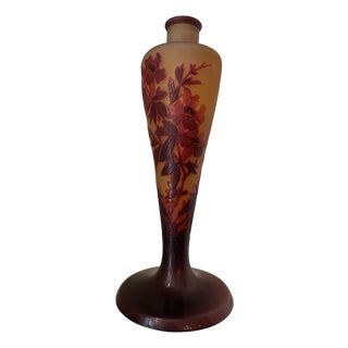 Art Nouveau Glass Lamp Base with Floral Decoration from Émile Gallé, 1890s For Sale