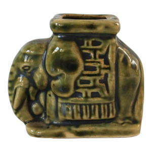 Vintage Green Ceramic Elephant Toothpick Holder