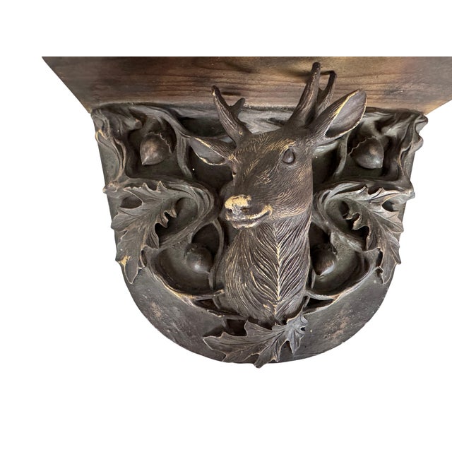 Mid 20th Century Black Forest Style Wall Shelves Featuring Stag Heads and Acorns - A Pair For Sale - Image 18 of 18