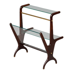 Mid Century Mahogany Magazine Holder Table With Brass Fittings