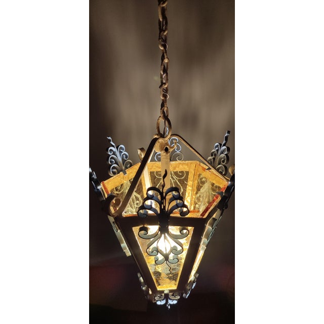 Metal Ceiling Lantern Pendant, Spain, 1980s For Sale - Image 7 of 11
