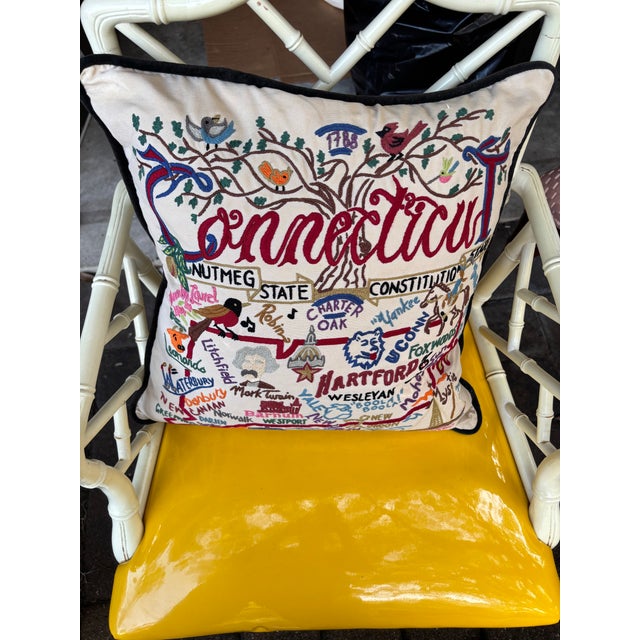 Cat Studio Connecticut State Embroidered Pillow For Sale - Image 4 of 7