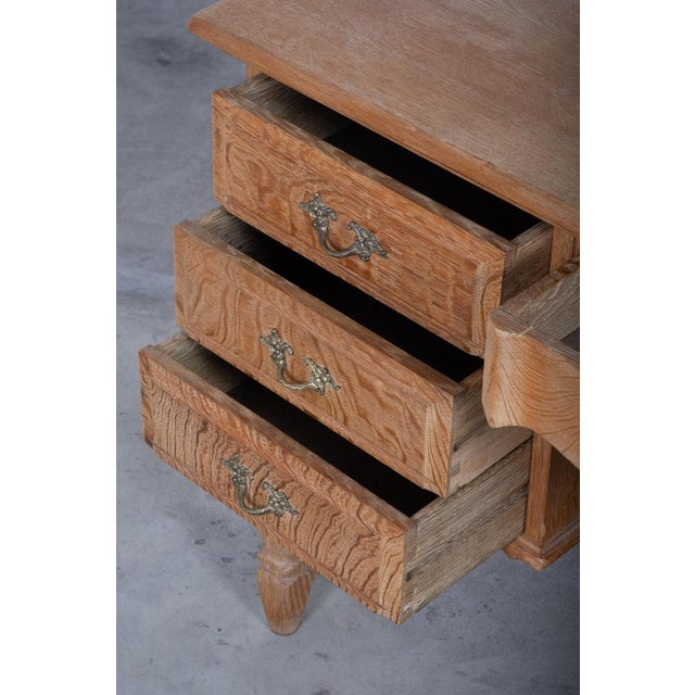 Gold Freestanding Oak Desk attributed to Henning Kjærnulf, Denmark, 1960s For Sale - Image 8 of 16