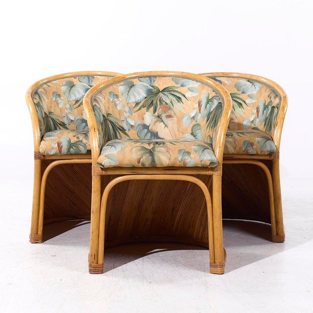 Gabriella Crespi Style Pencil Reed Mid Century Rattan Dining Chairs - Set of 4 Each chair measures: 25.5 wide x 26 deep x...