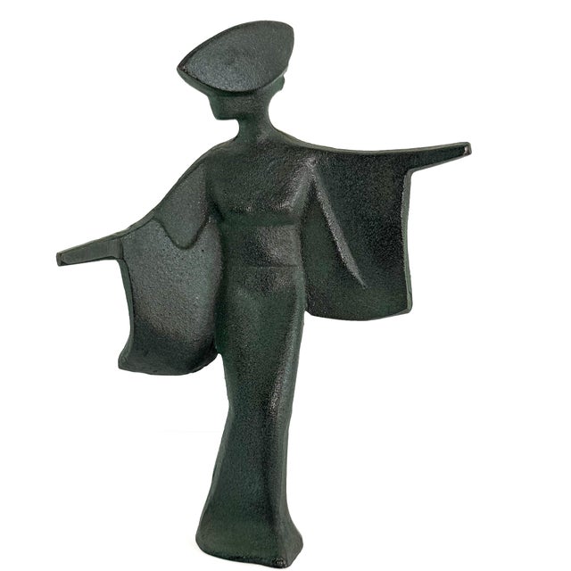 Set of Three Japanese Modernist Cast Iron Figural Sculptures, Mid-Century For Sale - Image 4 of 9