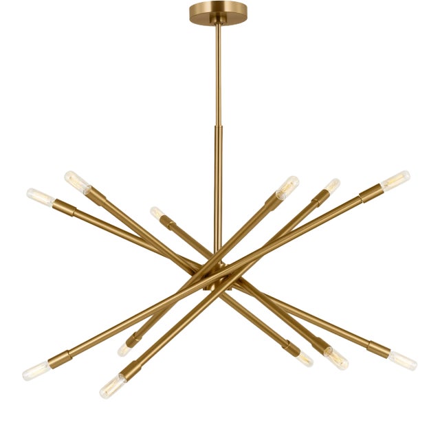 Chapman & Myers by Visual Comfort Studio Eastyn 12-Light Large Chandelier in Burnished Brass For Sale