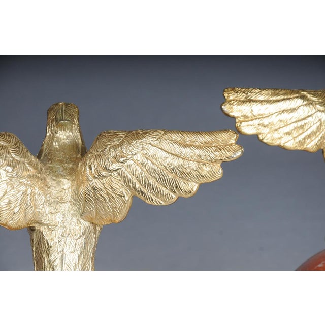 Large Imperial Brass Eagle Figures on Marble Spheres, Set of 2 For Sale - Image 9 of 17