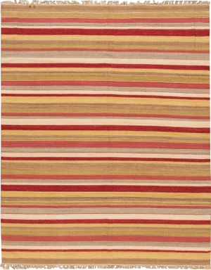 Modern Flatweave Kilim Wool Rug With Multicolor Striped Design