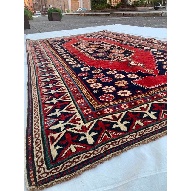 Antique Shahnazari Shirvan Caucasian Rug 3'9" X 6'4" Circa 1870 For Sale - Image 4 of 14
