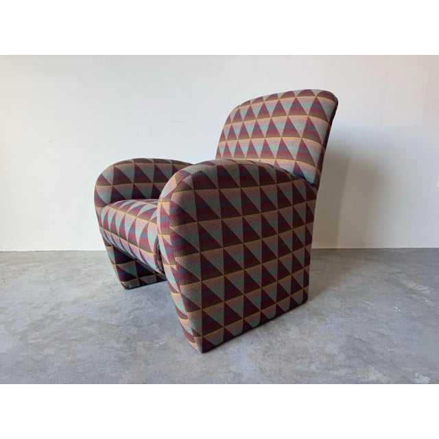 Postmodern Hekman Dansen Contemporary Geometric Upholstered Lounge Chair/ Sold For Sale - Image 4 of 11