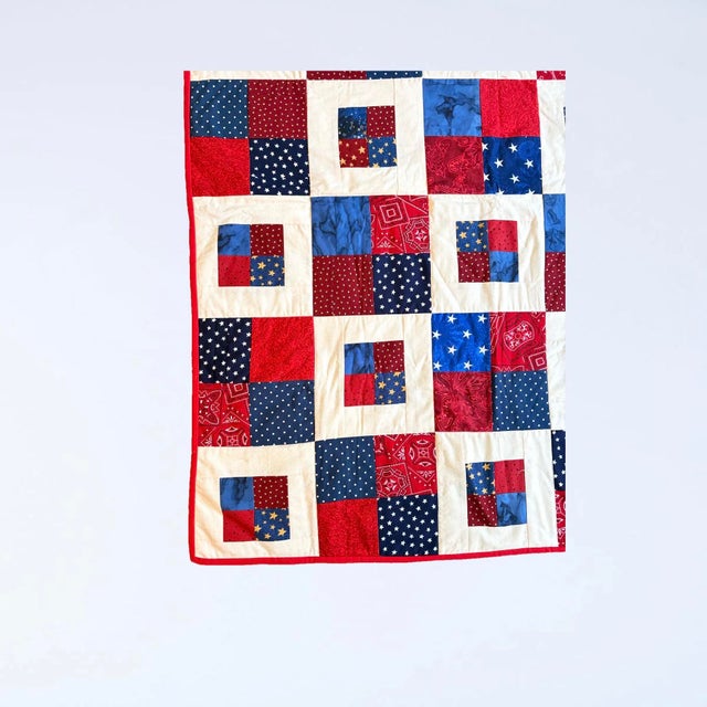 American Vintage Handmade Americana Patchwork Quilt by Piedmont Quilters Guild For Sale - Image 3 of 7