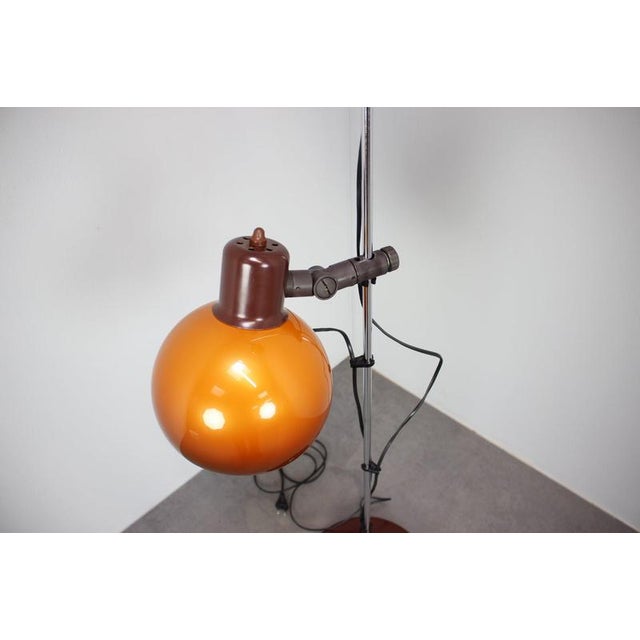 Vintage Hungarian Adjustable Floor Lamp with Two Orange Globe Shades, 1970 For Sale - Image 3 of 13