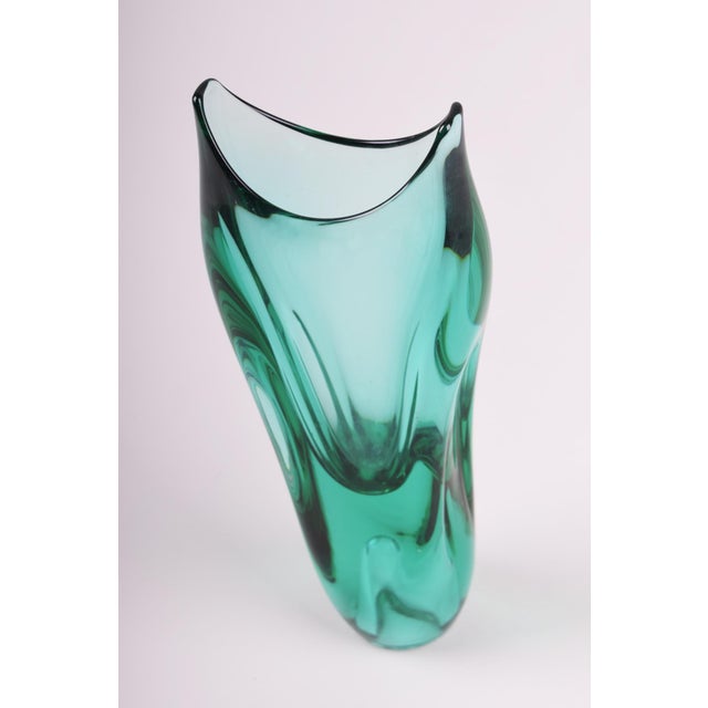 1950s Mid-Century Vase in Thick Glass, Czech, 1950s For Sale - Image 5 of 6
