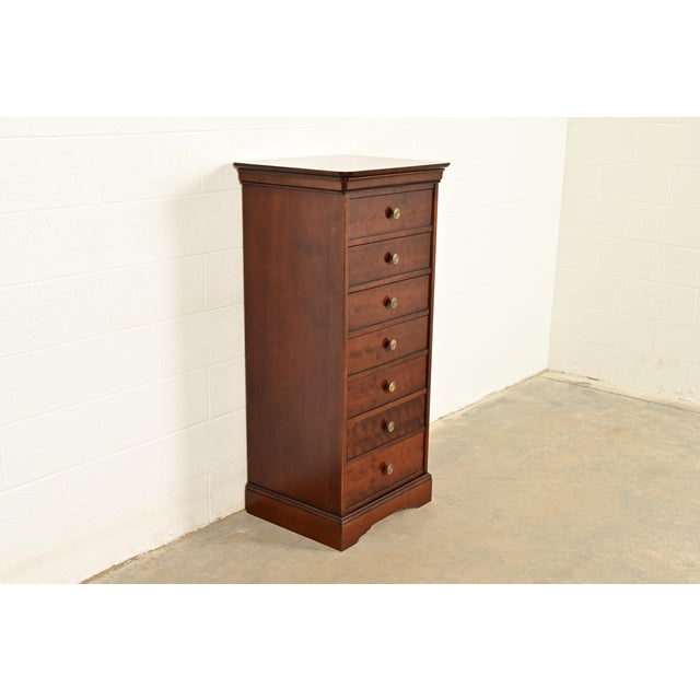 Grange Grange French Louis Philippe Solid Cherry Wood Highboy Dresser or Semainier For Sale - Image 4 of 14