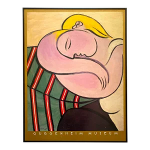 Pablo Picasso Vintage 1978 Lithograph Print Framed Mid Century Modern Museum Poster " Woman With Yellow Hair " 1931