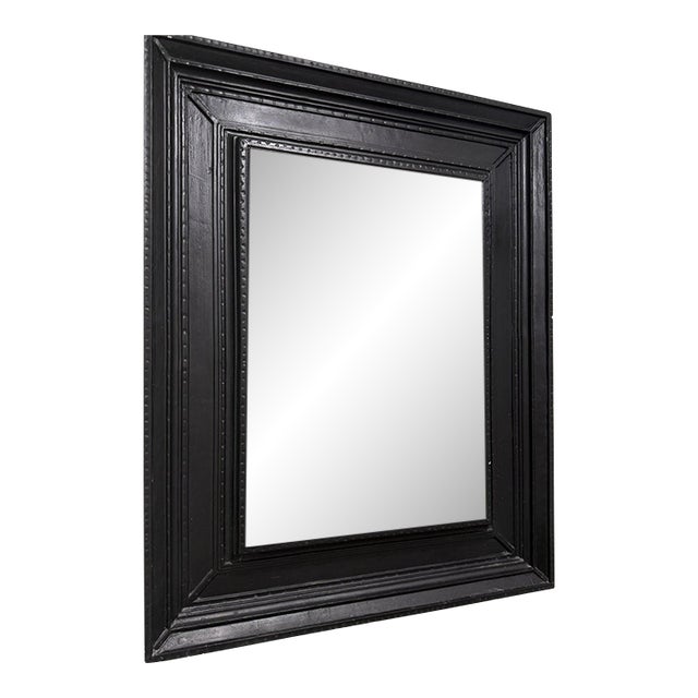 Late 20th Century Heavy Carved Wood Mirror, Black, 35" X 30" For Sale