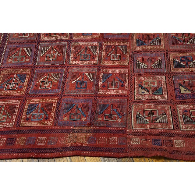 1870s Red Geometric Antique Caucasian Verneh Flat-Weave Rug 5'8" X 6'4" Wool Carpet For Sale - Image 18 of 18