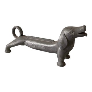 Antique Mixed Metal Dachsund Door Stop For Sale