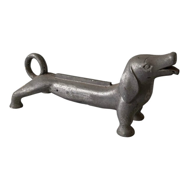Antique Mixed Metal Dachsund Door Stop For Sale