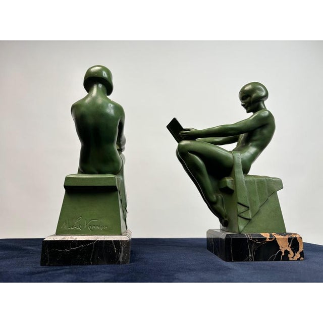 Stone Art Deco Sculptural Bookends by Max Le Verrier, Paris, France, 1925, Set of 2 For Sale - Image 7 of 13