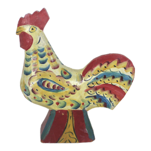 Antique Swedish Wooden Dala Rooster Figure Hand Crafted Traditional Ornament Nordic Bird Figurine Folk Art Sculpture Made in Dalarna Sweden