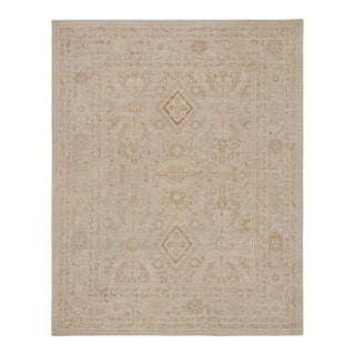 Rug & Kilim’s Oushak Style Rug in Beige-Brown With Floral Patterns For Sale