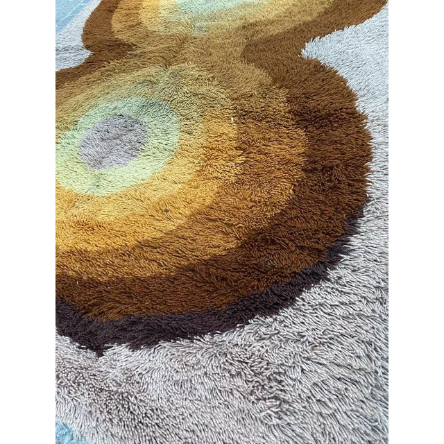 1970s Yellow and Brown Rug, North European, 1970s For Sale - Image 5 of 12