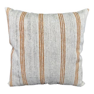 Turkish Hemp Pillow Cushion Natural Beige Rust Pillow Cushion Cover 24"x24" For Sale