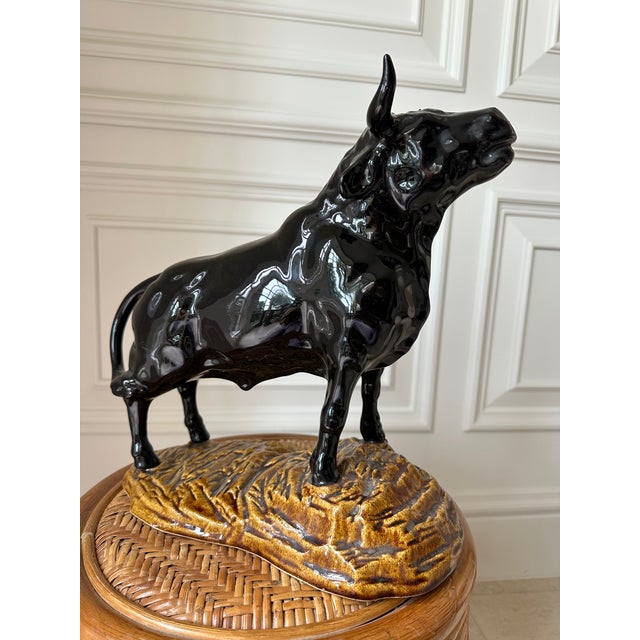 Gunnar Nylund Vintage 13” Mid-Century Ceramic Bull Sculpture For Sale - Image 4 of 16