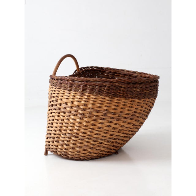 Vintage Large Wicker Gathering Basket For Sale - Image 9 of 15