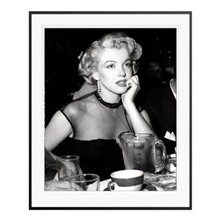Marilyn Monroe at a Dinner Event Black Framed Archival Pigment Print For Sale