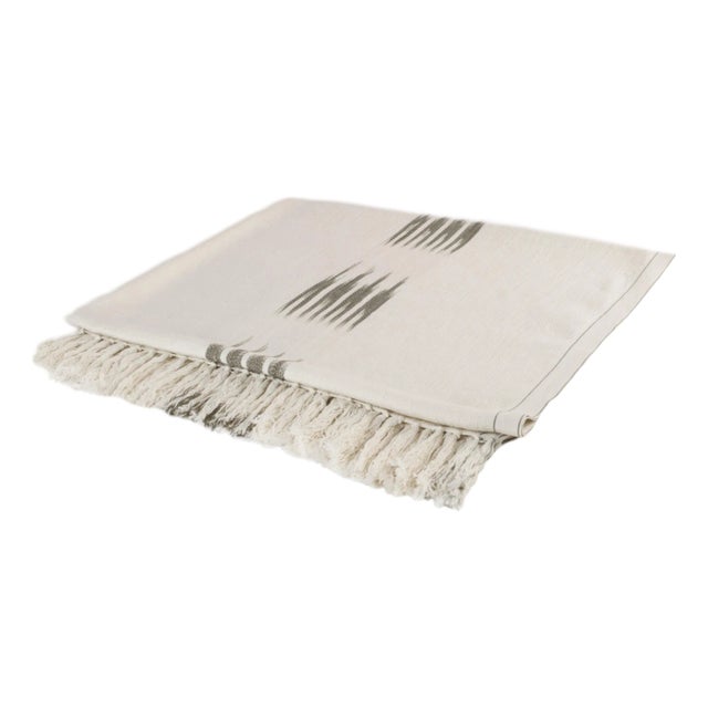 PESHTEMAL Ikat Throw Blanket, Cream/Mocha For Sale