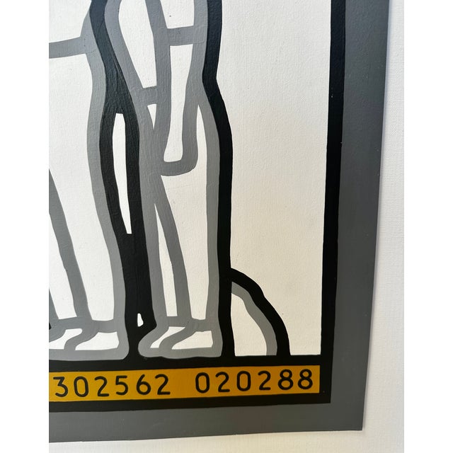 Textile 1980s Abstract Figurative Modern Albinet, Jean Paul "A0061302562" Acrylic Painting on Canvas For Sale - Image 7 of 8