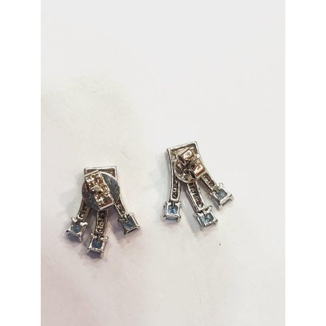 Modern Set in 18k White Gold, 1.82 Carats, Natural Aquamarine & Diamonds Stud Earrings, Pair For Sale - Image 3 of 9