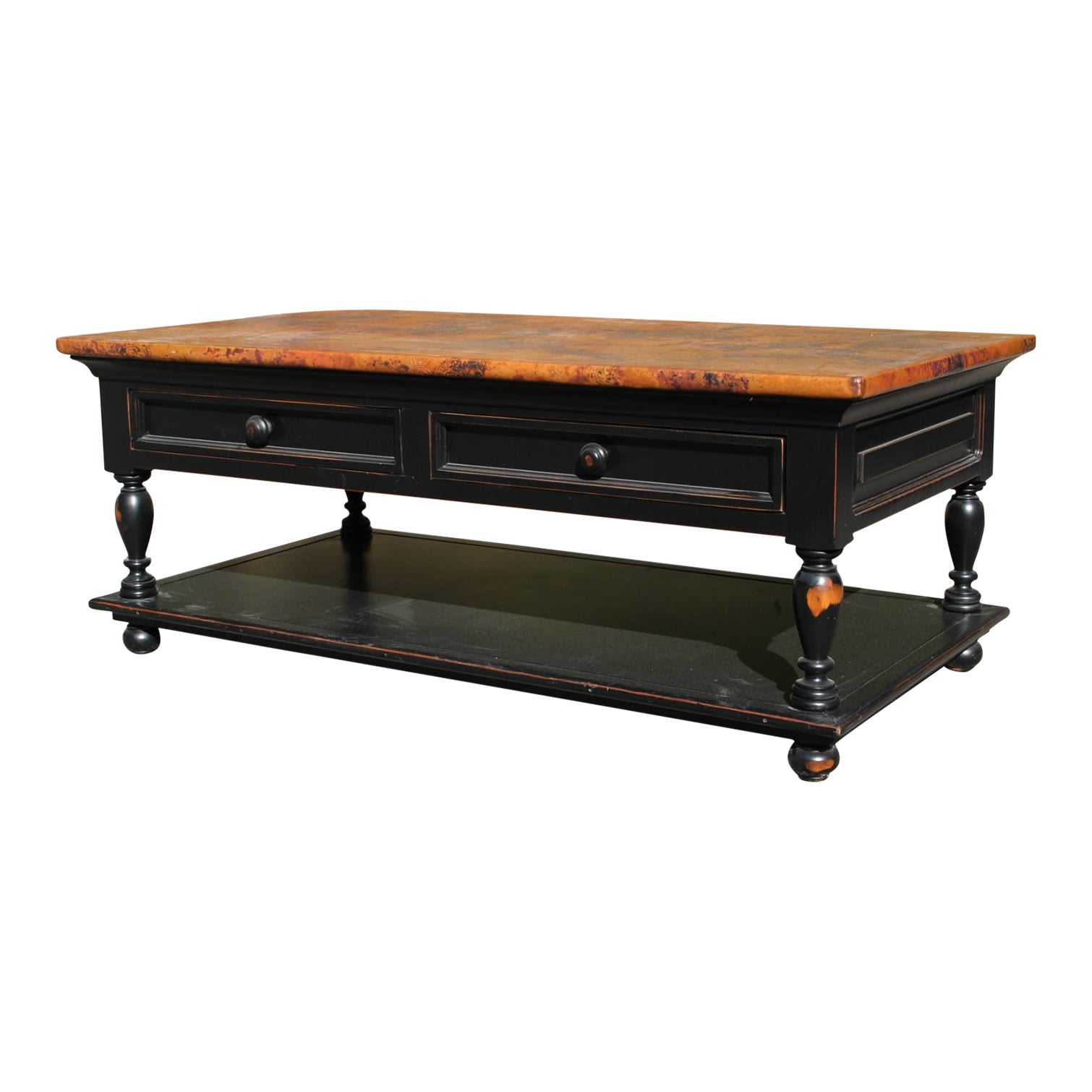 Hammered Copper Top Coffee Table With Lower Shelf Chairish