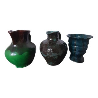 Mid-Century Glazed Jugs and Vase, 1940s, Set of 3 For Sale