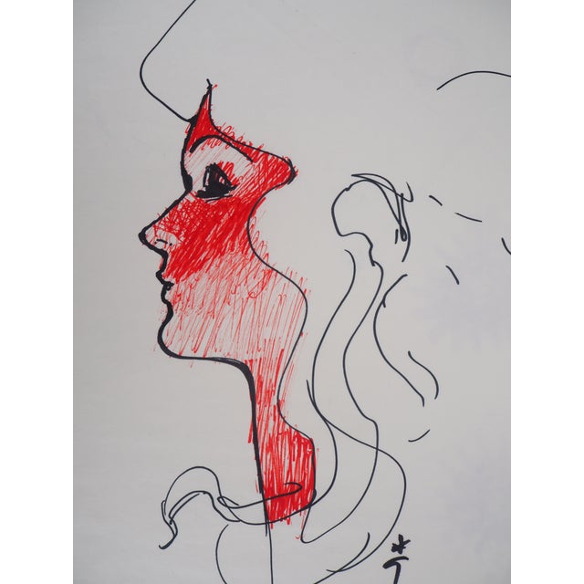 RenÃ© Gruau Face of a Woman Original drawing with felt pen Signed lower in the center On paper: 61.5 x 44.2 cm Good...