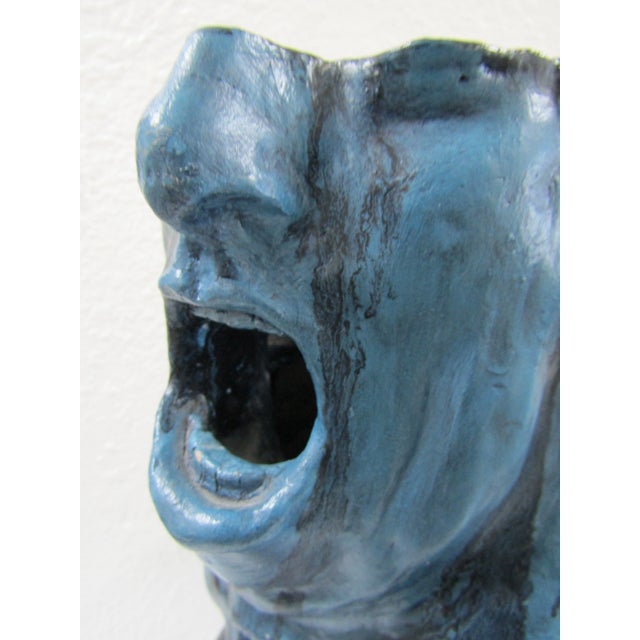 1970s Postmodern Multi-Face Tall Blue Sculpture Planter Attributed to Olivia Beens For Sale - Image 10 of 12