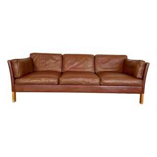 Mid-Century Danish Cognac Leather 3-Seater Sofa by Mogens Hansen, 1960s For Sale