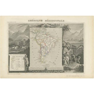 Antique Map of South America by V. Levasseur, 1854 For Sale