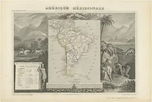 Antique Map of South America by V. Levasseur, 1854