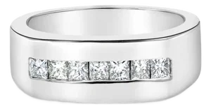 Princess Cut Wedding Band .66cttw 14k White Gold, Size 10