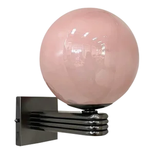 21st Century Satin Black Nickel and Opaque Coral Deco Sconce by Fabio Ltd