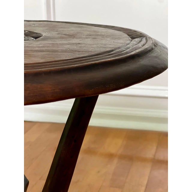 Wood Sculptural Carved Hardwood Round African Side Table, 1960s For Sale - Image 7 of 11