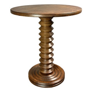 Mid-Century Brutalist French Wood Turned Winepress Side Table in the style of Charles Dudouyt, 1950s For Sale